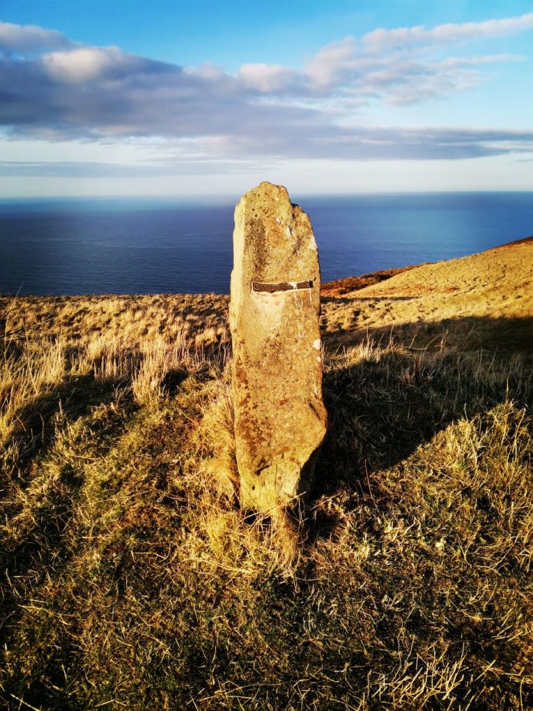 A standing stone by the path to Fast Castle